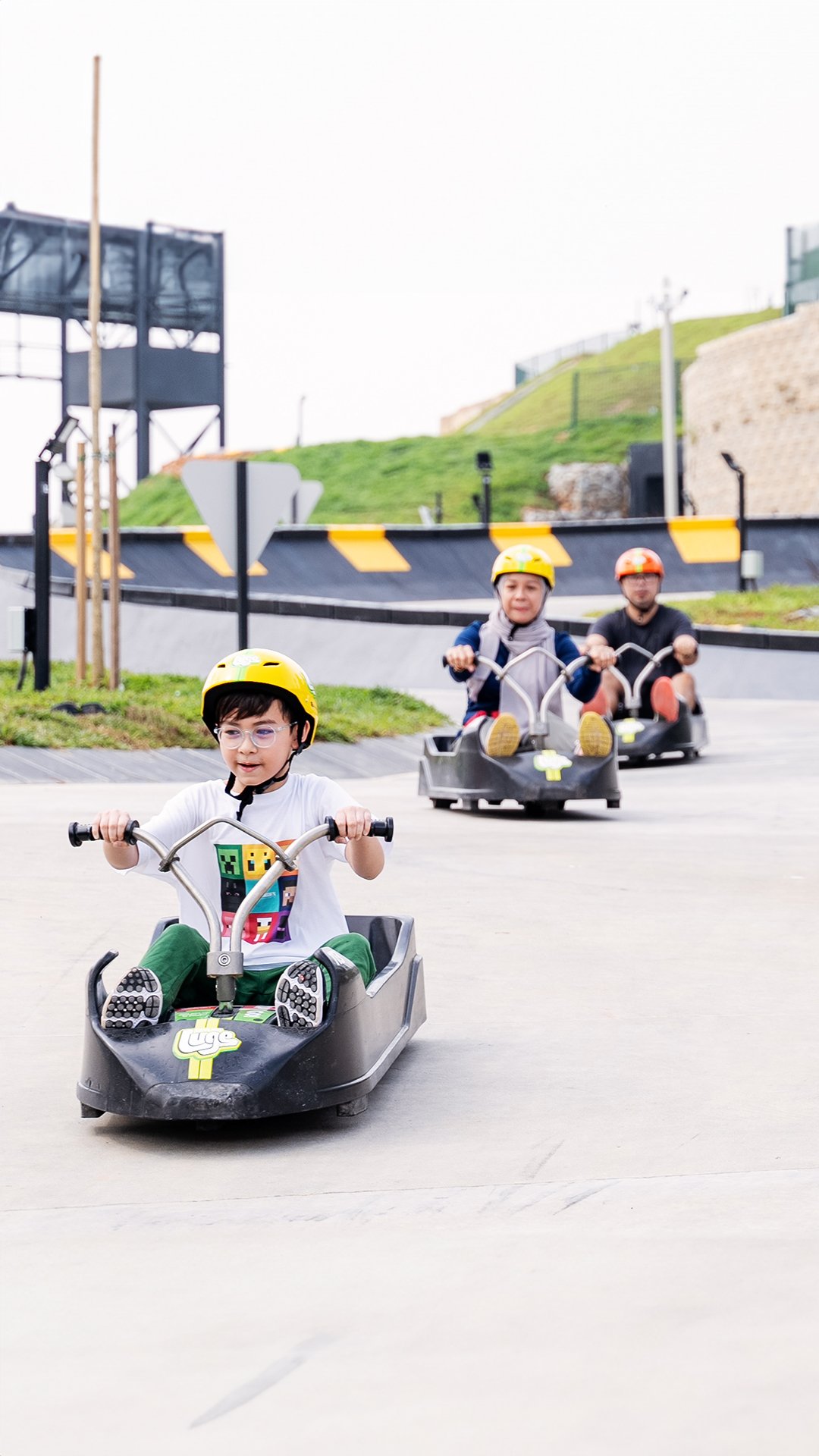 People having fun on the luge