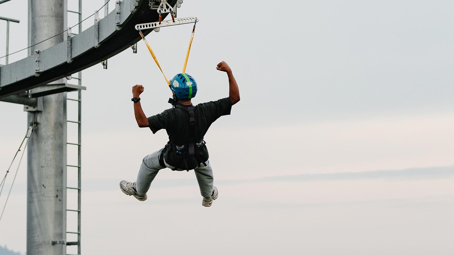 Skyline Luge Kuala Lumpur A Shot of a Man riding the Hyfly Zipline