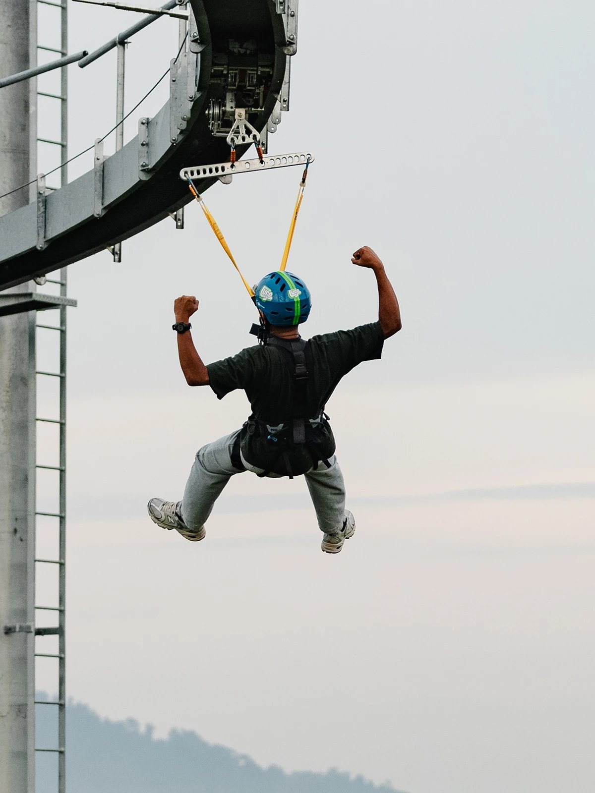 Skyline Luge Kuala Lumpur Man Riding the Hyfly Zipline